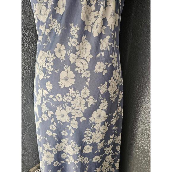 Women's Inspired Hearts Maxi Dress Floral Blue White Spaghetti Straps Size Large - Picture 13 of 14